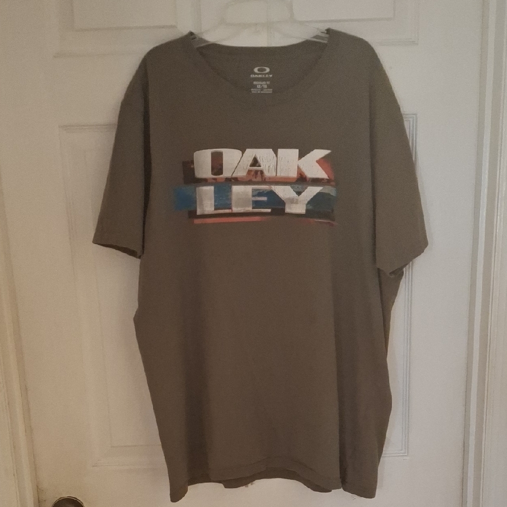 Oakley Olive Short-Sleeve Logo Tee with Multicolor Graphic